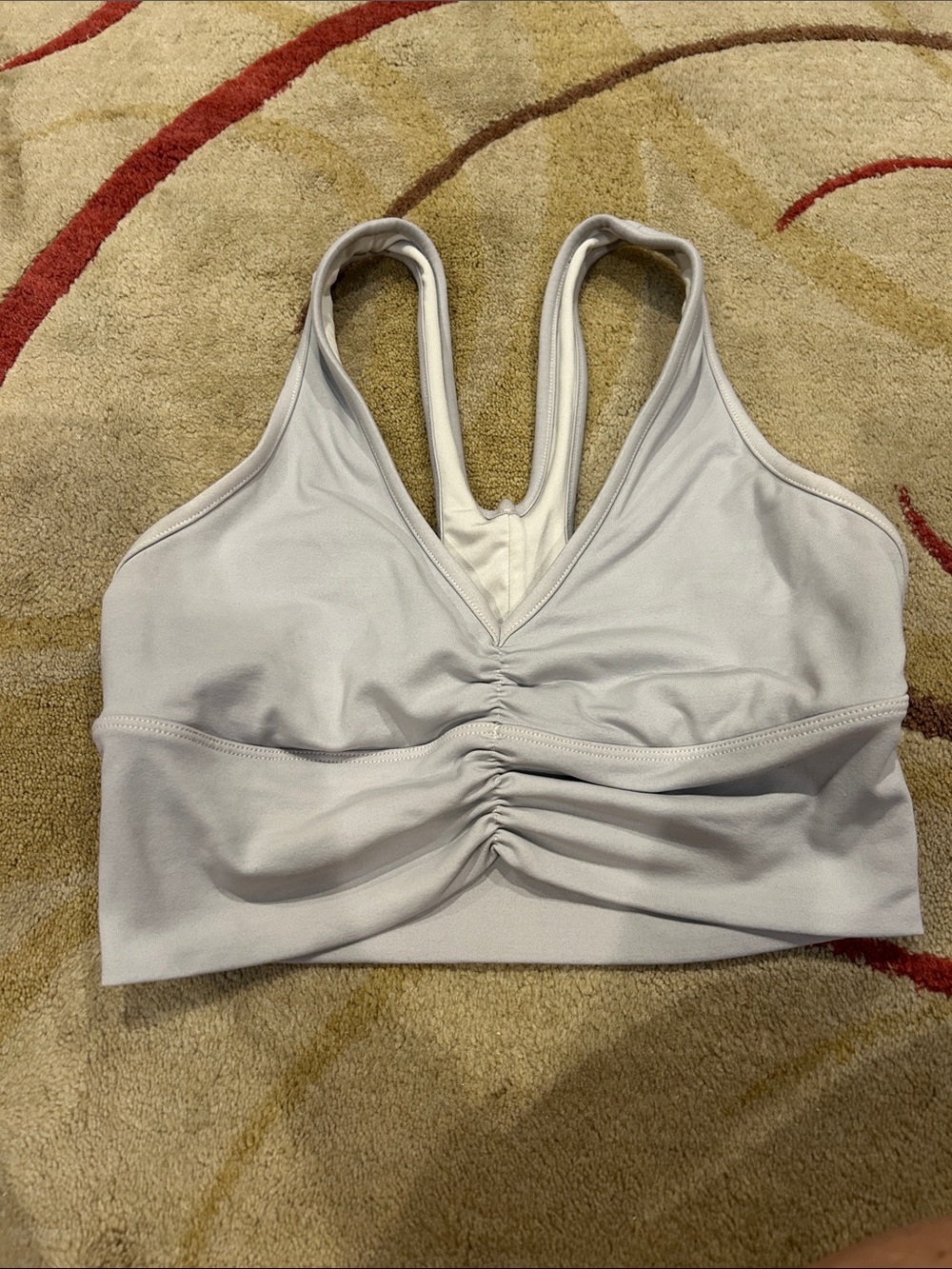 ALO Yoga Light Gray Ruched Racerback Sports Bra